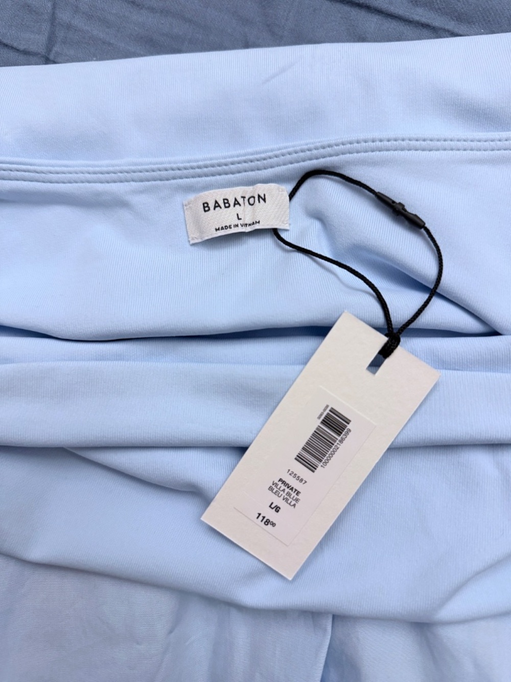 Babaton Strapless Light Blue Poplin Mini Dress